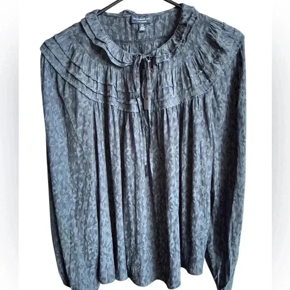 Womens Anthropologie Current air Tie Neck Peasant Boho top size XS NEW WITH TAGS
